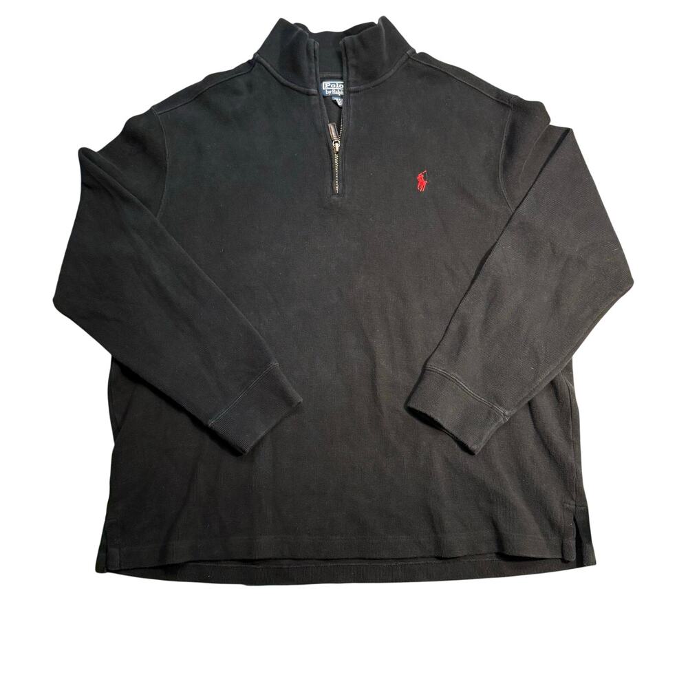 Polo Ralph Lauren Men’s Quarter Zip Pullover Navy Blue Cotton Sweater XL